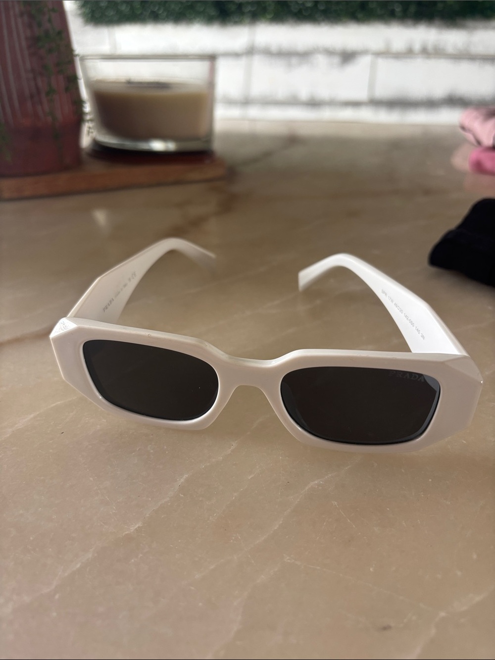 Prada Glossy White Logo Temple Sunglasses - Picture 5 of 8